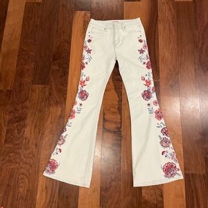 Driftwood flare jeans with floral embroidery